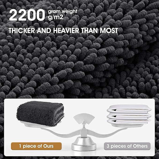 IM HOME Chenille Absorbent Outdoor Doormat 48" x 30", Washable Muddy Door Mats for Dog Non Slip Indoor Doormat Dog Mat for Muddy Paw Front Inside Doormats for Entryway Dark Grey