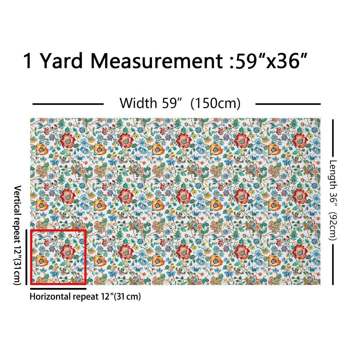 Paisley Flowers Fabric by The Yard,Boho Style Exotic Soft Flannel Polyester No Stretch Fabric,Tribal Floral Bohemia Decorative Fabrics,White Green Blue Crafts & Sewing Supplies,1 Yard,36" Lx59 W