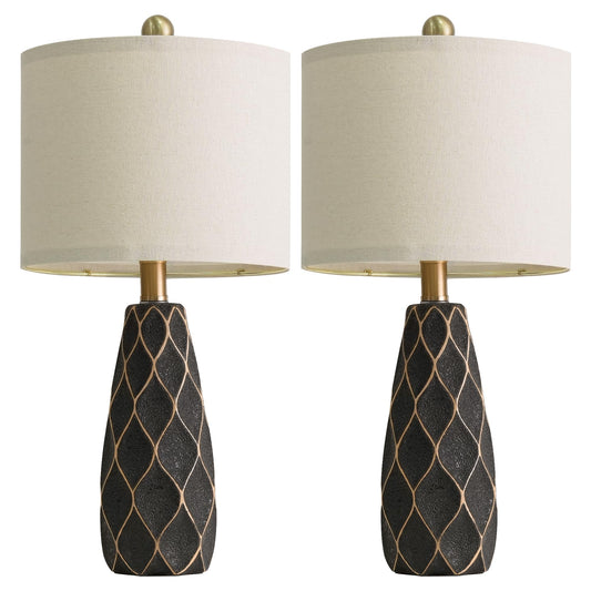 20.75" Small Table Lamps for Living Room Bedroom Lamps Set of 2 Ceramic Modern Boho Bedside Lamps Night Stands Farmhouse Vintage Nightstand Lamp Reading Light Home Office Dorm Desk Deco Gifts, Black