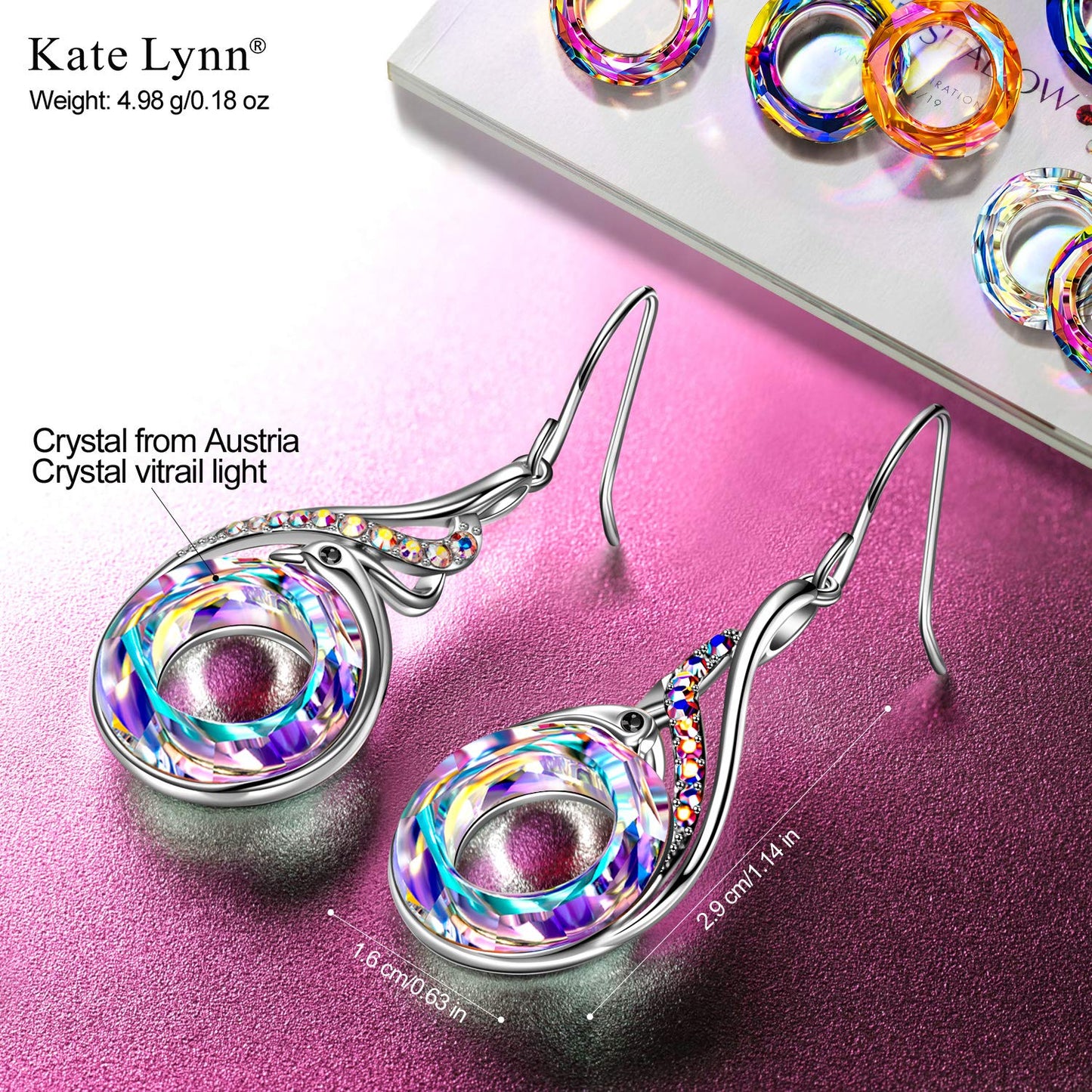 Kate Lynn Phoenix Earrings for Women, Crystal Jewelry for Women, Birthday Gifts for Women Wife Girlfriend Mom Grandma, Unique Earrings for Christmas Mothers Day