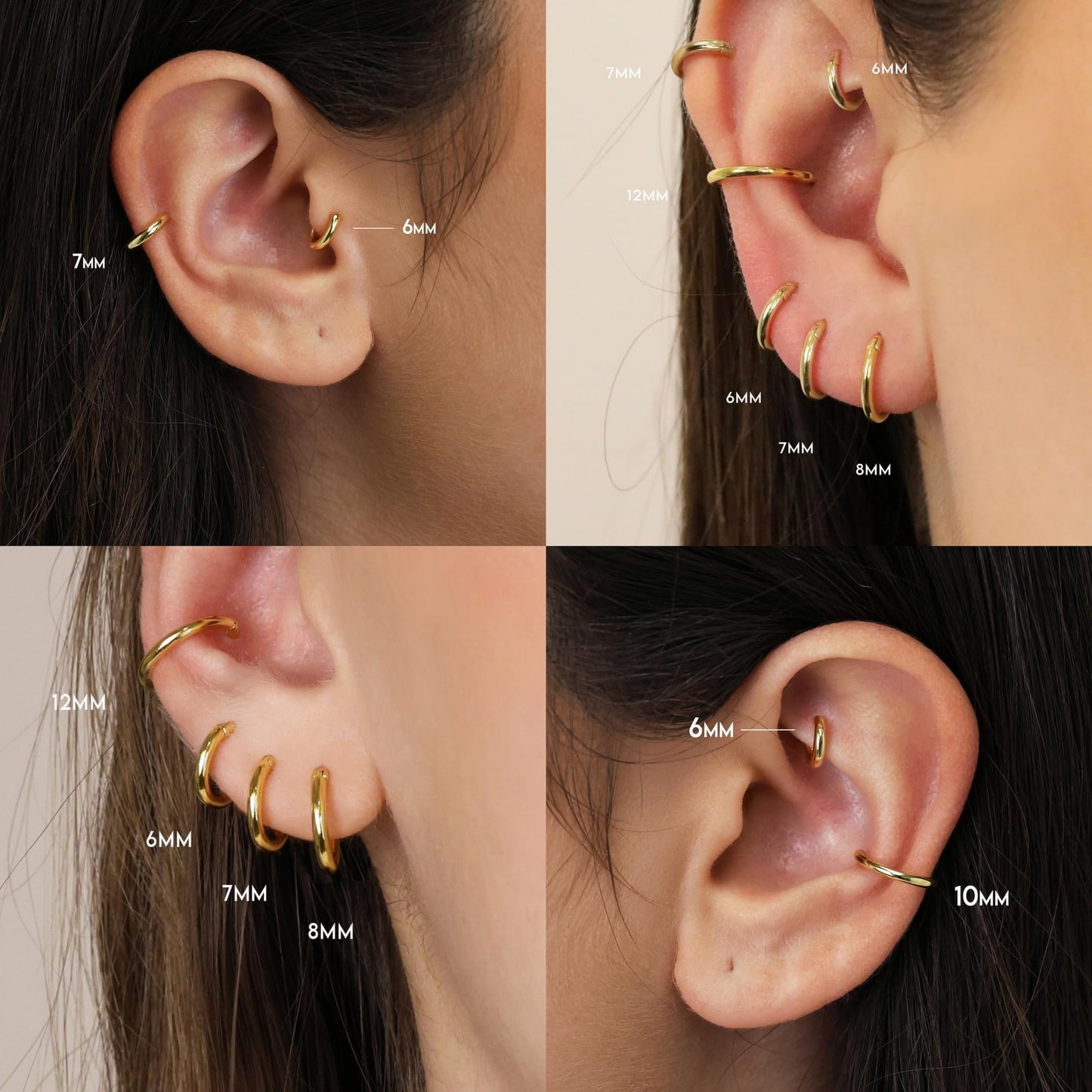 Gokeey 14K Gold Plated Small Gold Huggie Hoop Earrings for Women, Hypoallergenic Lightweight Minimalist Hoops Earrings Sets for Cartilage Earrings Piercings Stack Set Jewelry 6mm 8mm 10mm 12mm 14mm