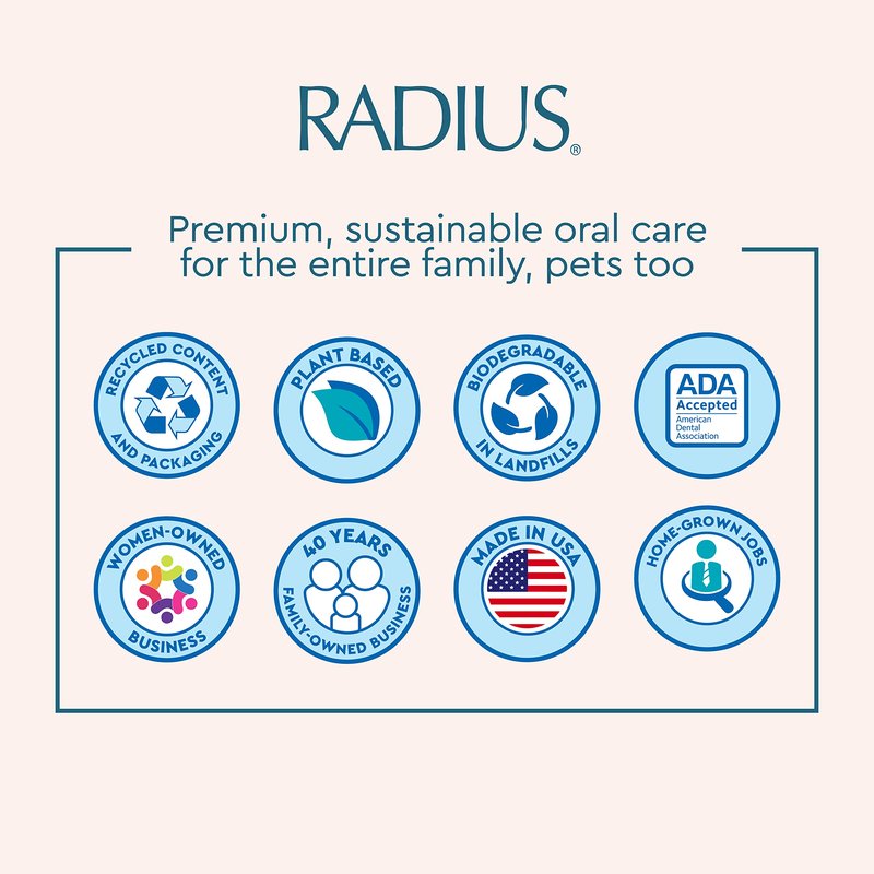 RADIUS Toothbrush Source Floss Brush BPA Free & ADA Accepted Improve Gum Health & Reduce Gum Issues - Super Soft - Cornstarch/Hemp/Money - Pack of 3