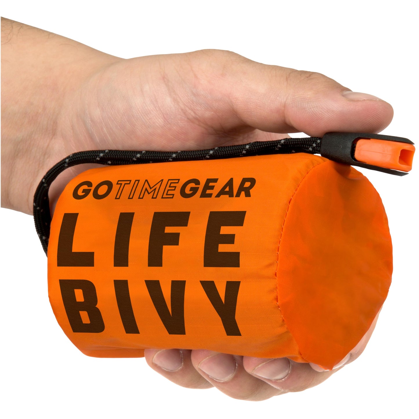 Go Time Gear Lightweight Bivy Sack - Emergency Bivy with 120 dB Whistle & Paracord - Thermal Emergency Blanket for Survival Kit - Compact for Camping & Backpacking Gear - Pack of 1, Orange