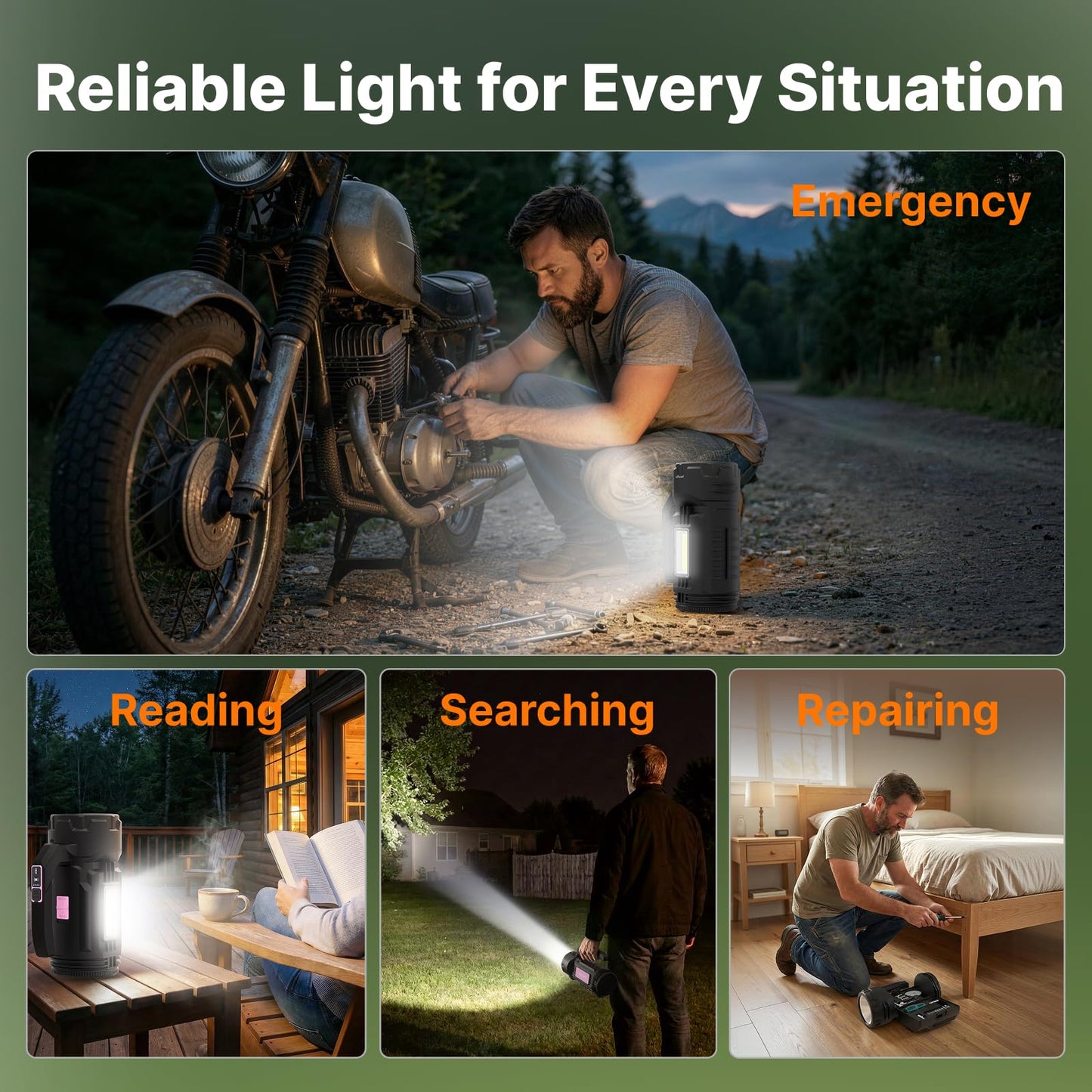 OGERY Rechargeable Flashlight, Multi-Tool Camping Lantern with 983LM, 9000 mAh Portable LED Camping Spotlight for Camping Emergency, Outdoor Hiking, Pink/Black