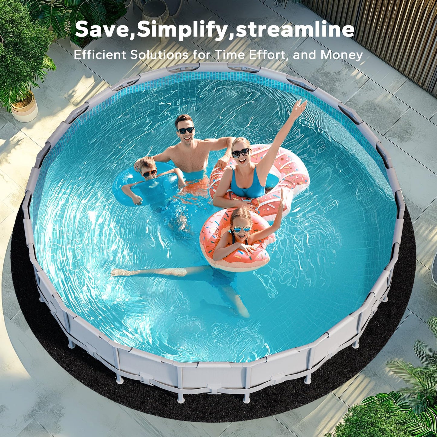POOLHACKER 12 ft Pool Liner Pad, [2026 New Pool Pad 9.4 oz/yd² Heavy-Duty] Round Pool Liner Pad for Above Ground Swimming Pools, Prevents Punctures, Effortless to Install, Eco-Friendly Padding