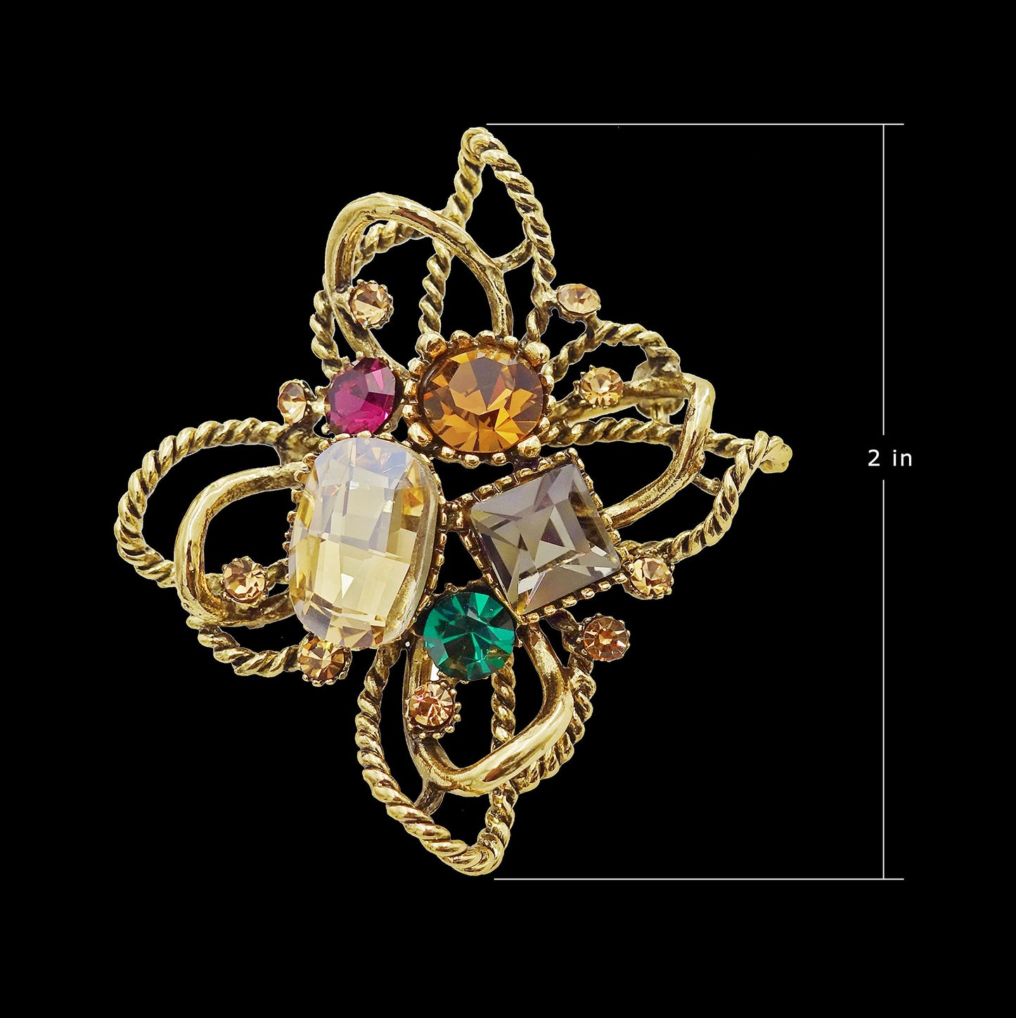 SinglinArt Brooches for Women Girls Vintage Flower Crystal rhinestone Jewelry