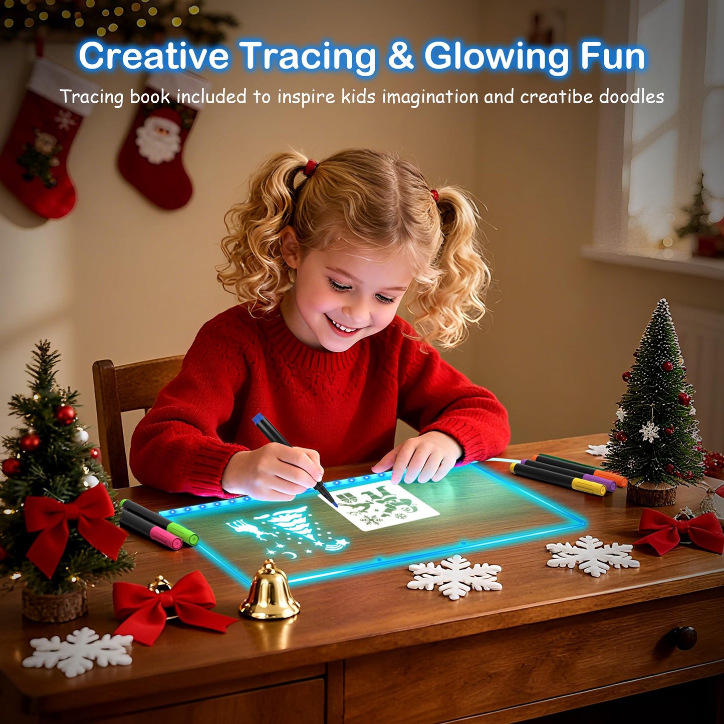 LED Drawing Board for Kids, 17" Light Up Doodle Board, Reusable Glow in The Dark Drawing Tablet with 7 Colors, Erasable & No Mess Art Toy for Ages 3-12+, Best Birthday Gift for Girls Boys (2026 New)