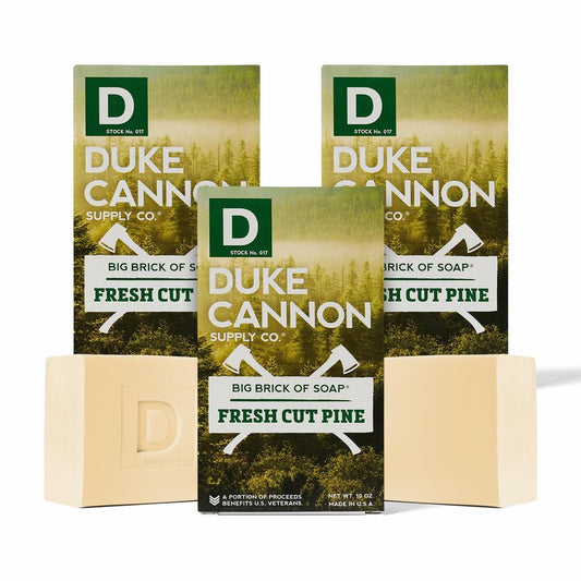 Duke Cannon Supply Co. Big Brick of Soap for Men – Fresh Cut Pine Scent, Extra Large 10 oz Bars, Paraben-Free, 3-Pack
