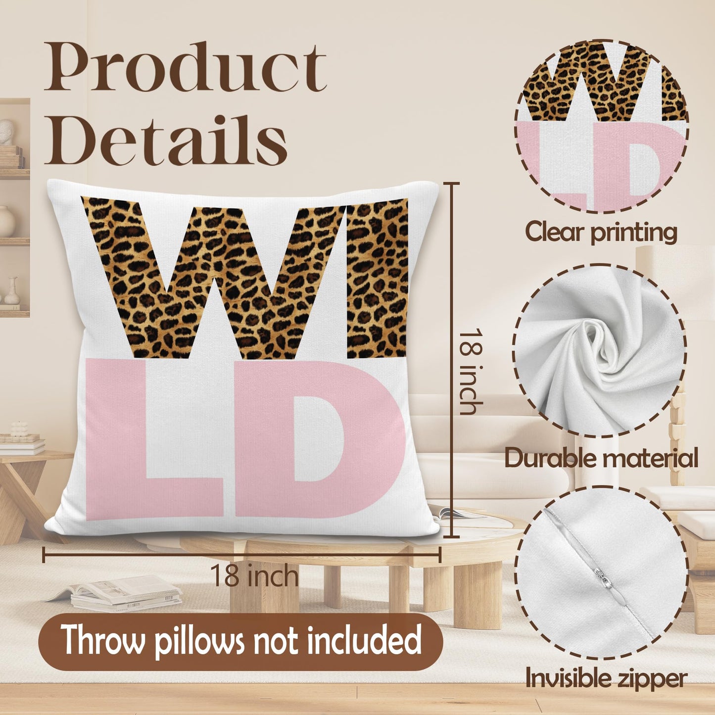 laveliabel Preppy Pink Cheetah Throw Pillow Covers 18x18 Set of 4, Girly Bedroom Decor, Cheetah Print Pillows, Trendy Leopard Lucky 8 Balls Pillowcases Cushion Case for Teen Girls Room Dorm Decor