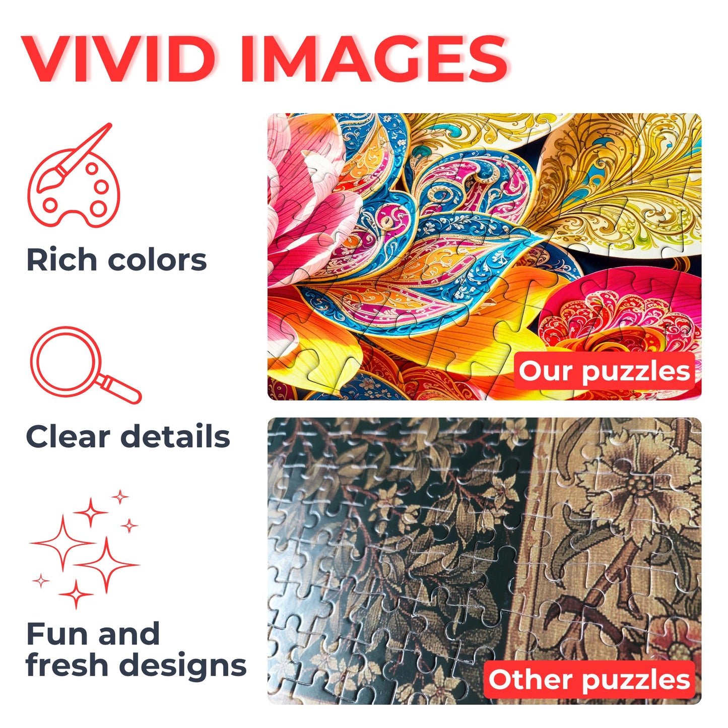 1000 Piece Jigsaw Puzzle for Adults - Colorful Dogs & Puppies in Flower Garden, Matte Anti-Glare, Unique-Shape Pieces, Sturdy 2mm Board, 27x19 in Gift for Women | Enjoy Complete-Set Guarantee