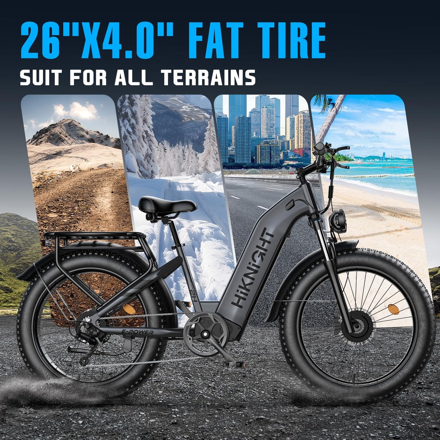Dual Motor Electric Bike for Adults, 1600W/3000W Peak 52V 20AH Battery E Bike 26" x 4.0" Fat Tire Electric Mountain Bike Step-Thru Electric Bicycle for Women/Men, Up to 38MPH, Dual Hydraulic Brake