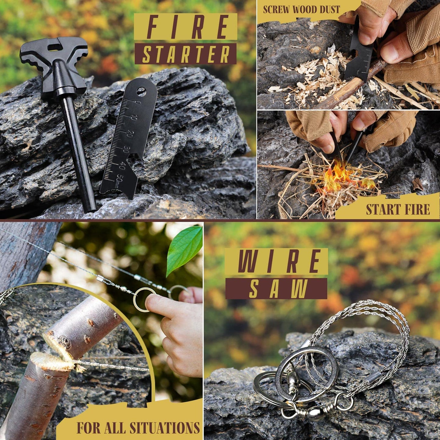 Gifts for Men Dad Husband Him, Survival Kit 14 in 1, Emergency Survival Gear and Equipment, Anniversary Birthday Gifts for Him Boyfriend, Hunting Fishing Camping Accessories, Cool Gadget