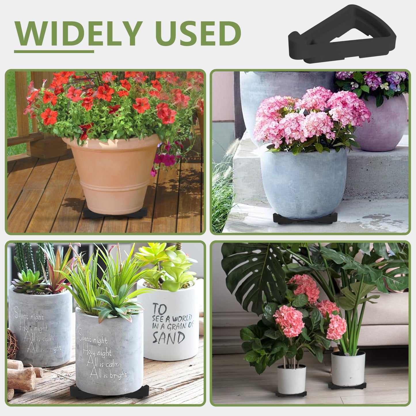 alalalight 12PCS Flower Pot Risers Toes，Invisible Plant Pot Feet for Outdoor Planters，Indoor Secure Compressive Environmental Triangular Lifters Supports (Small Black)