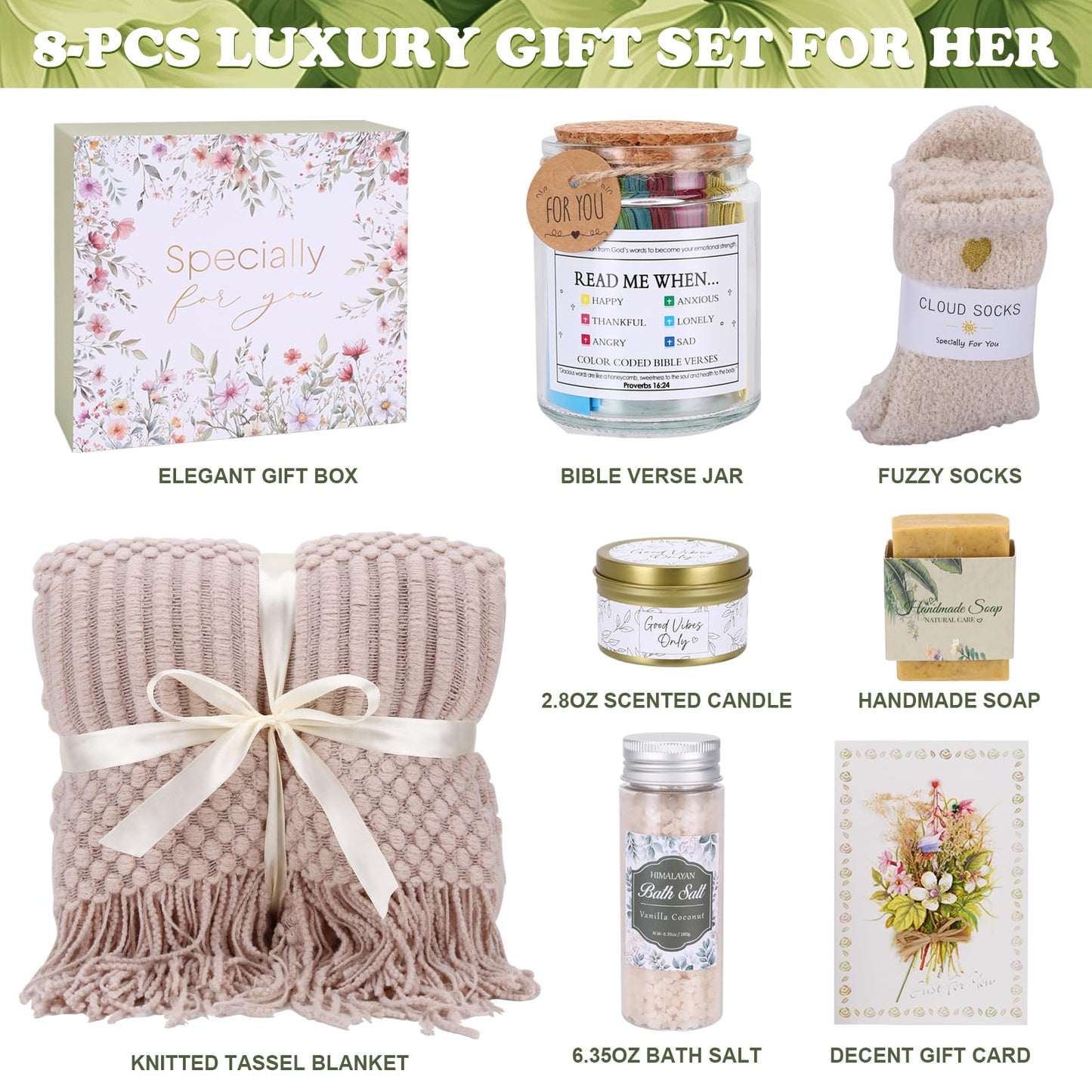 Mother’s Day & Birthday Gift for Women – Luxury Self Care Spa Gift Basket, Get Well Soon Care Package, Thinking of You Sympathy Gift for Mom, Friend, Her