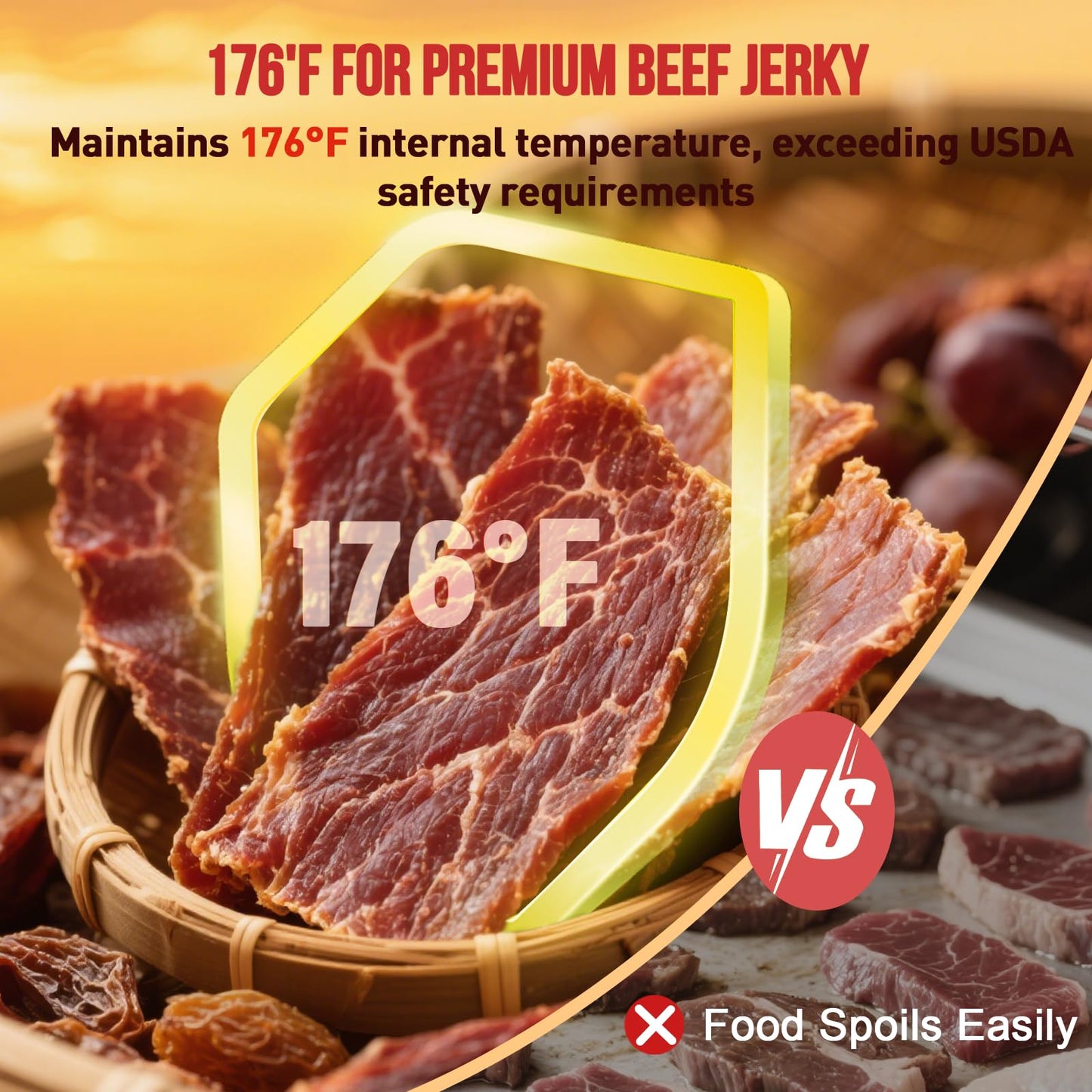 Food Dehydrator - 5 Stainless Steel Trays Dryer Machine with 194℉ Temperature Control & Adjustable Timer, 400W Meat Dehydrator for Jerky, Fruit, Veggies, Dog Treats, 50 Recipes Book Included