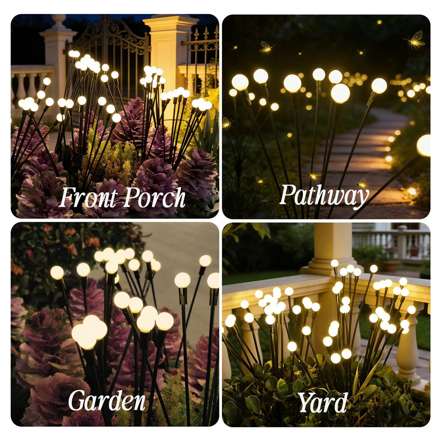 Veeydrut Solar Outdoor Firefly Lights Waterproof (6 Packs, 48 LEDs), 2 Modes Decorative Lighting, Solar Stake Lawn Swaying Lights, Unique Spring Garden Decor Gifts for Women