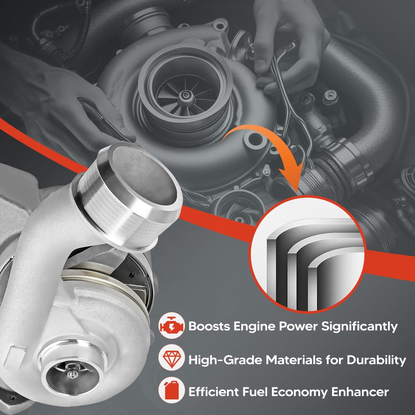 V2S Turbo Turbocharger Kit with Gasket High Pressure Compatible with Ford F-250/250/350/450/550 Super Duty 2008-2010, 6.4L Powerstroke, Replace# 1848300C92,1848300C93