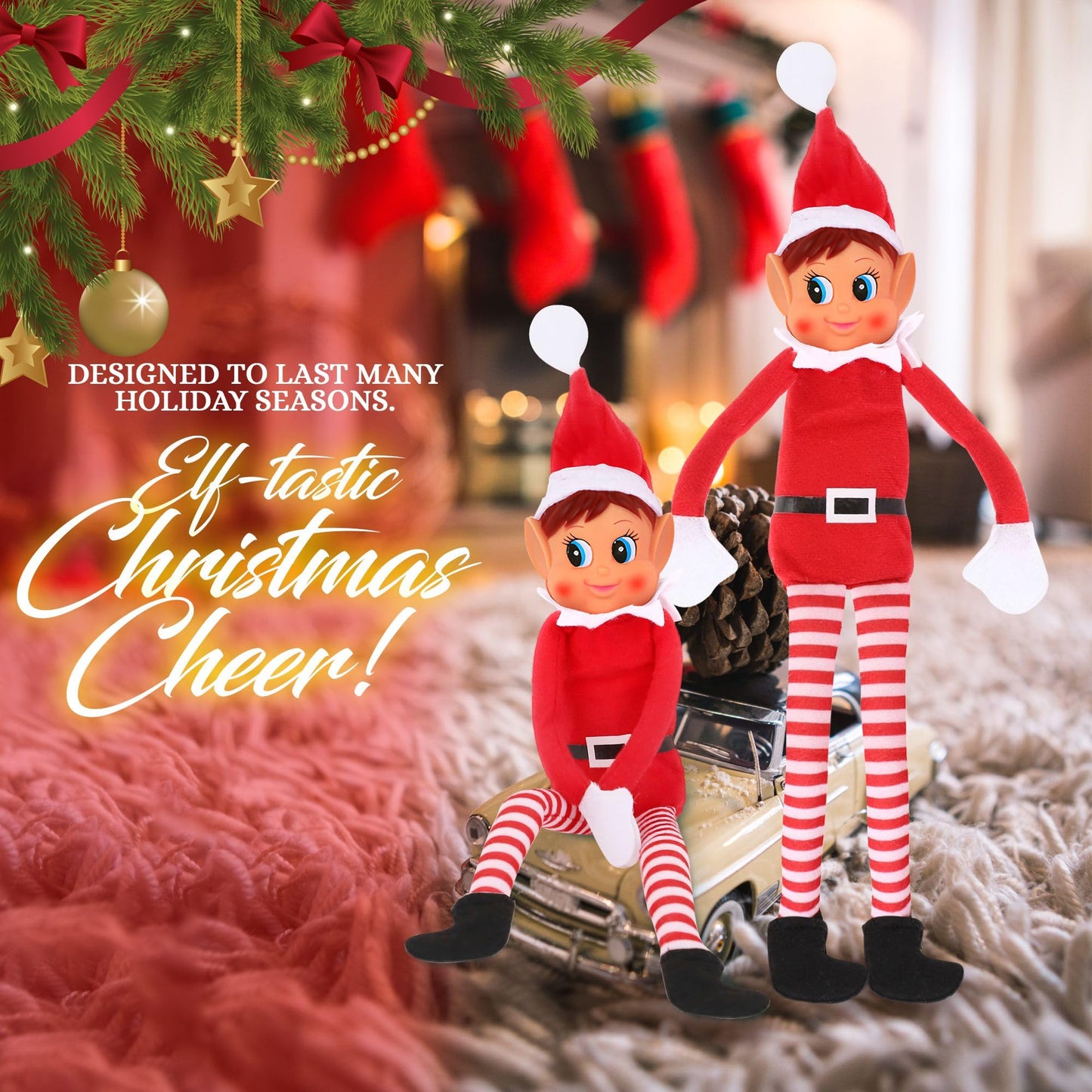Christmas Elf Behaving Badly Plush Toy | Elfette Novelty Long Bendy Naughty Girl Christmas Doll | 12 Inches