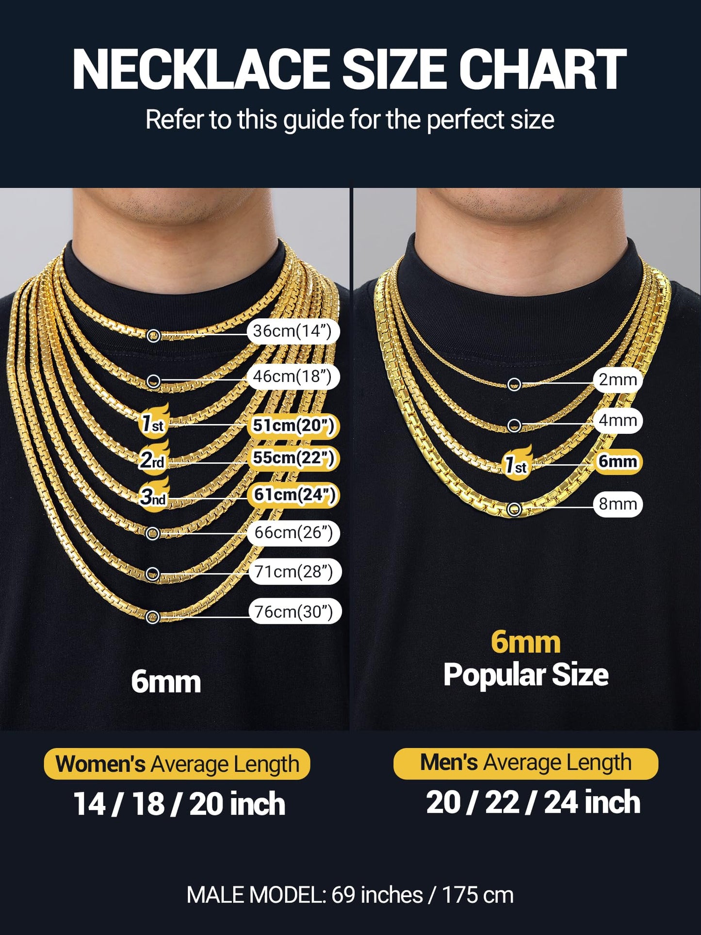 PROSTEEL 14K Gold Chain for Men 8mm Stainless Steel Necklace Waterproof & Tarnish-Resistant Thick Mens Chain