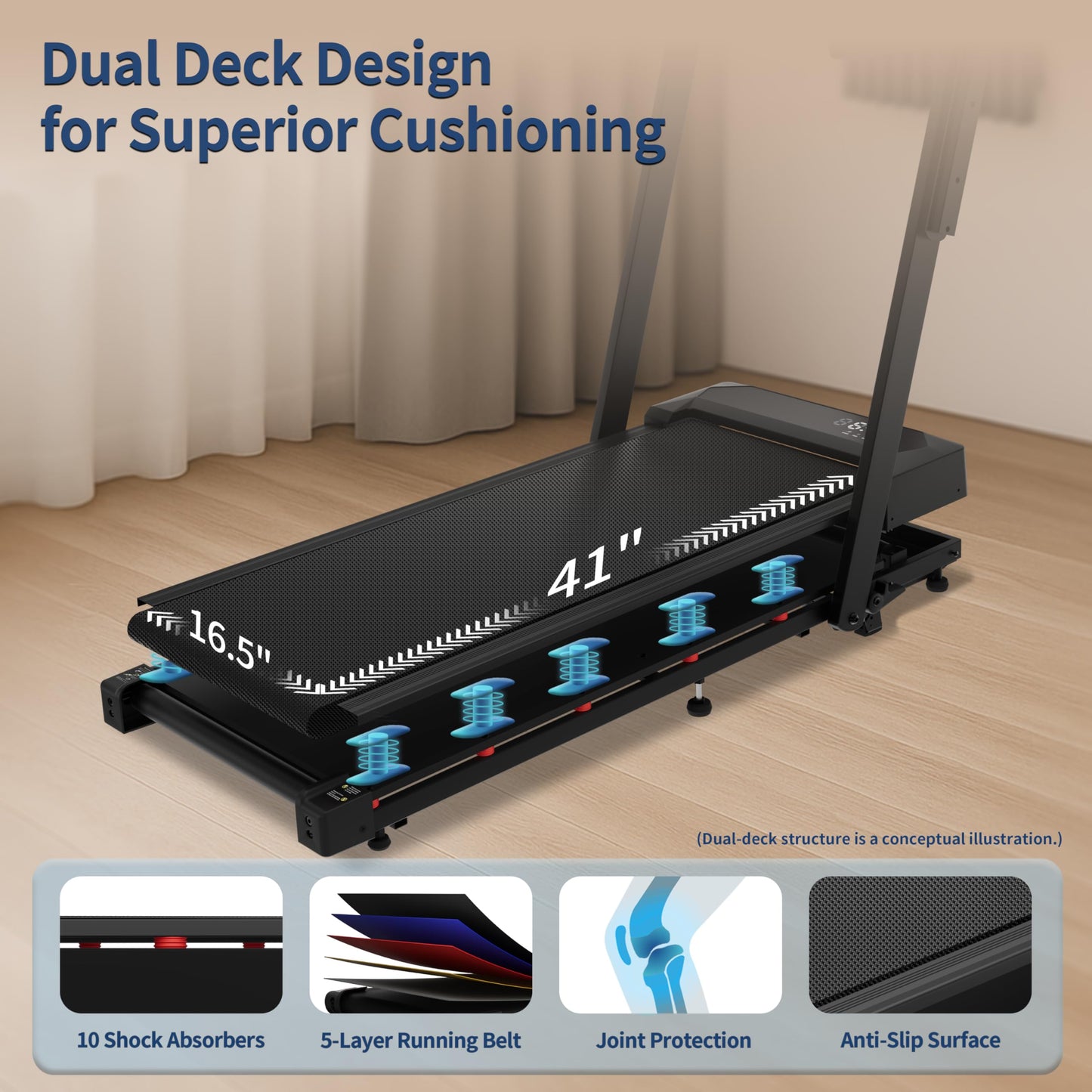 Foldable 4 in 1 Treadmill Walking Pad with Incline Remote Control Compact 3.0HP Under Desk Treadmill for Home Office Fitness 300 lbs Capacity with Handle Bar