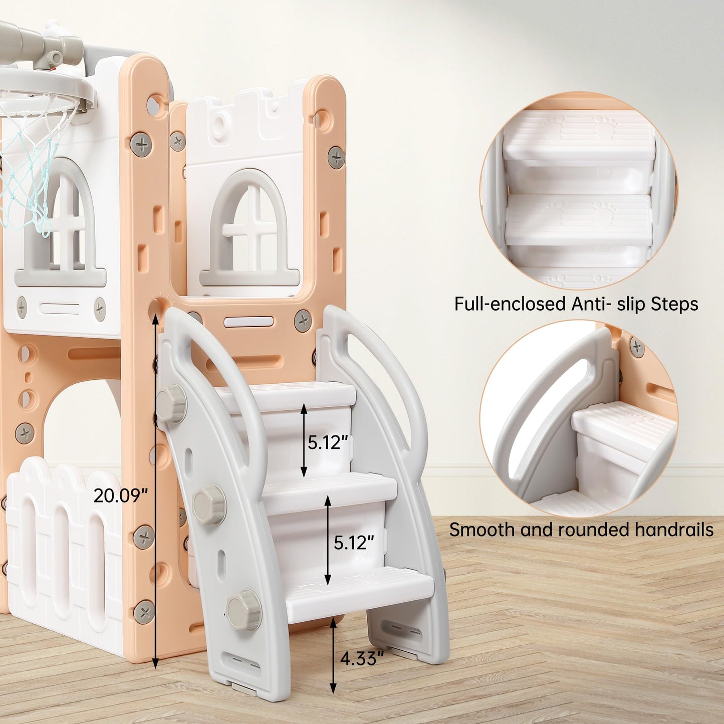 Toddler Slide 8 in 1 Toddler Playset for Toddlers Age 1-3, Baby Playset for Indoor Outdoor Playground with Climber, Crawling Tunnel, Basketball Hoop, Telescope, Toy Storage