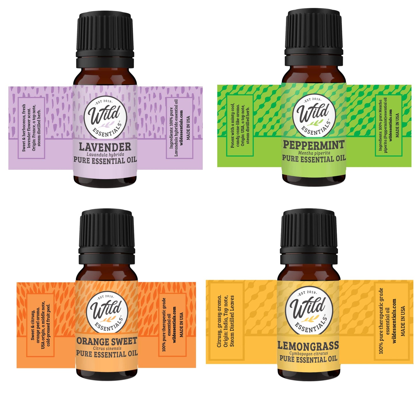 Wild Essentials Lotus Flower Necklace Essential Oil Diffuser Kit With Lavender, Lemongrass, Peppermint, Orange Oils, 12 Refill Pads, Calming Aromatherapy Gift Set, Customizable Color Changing, Perfume