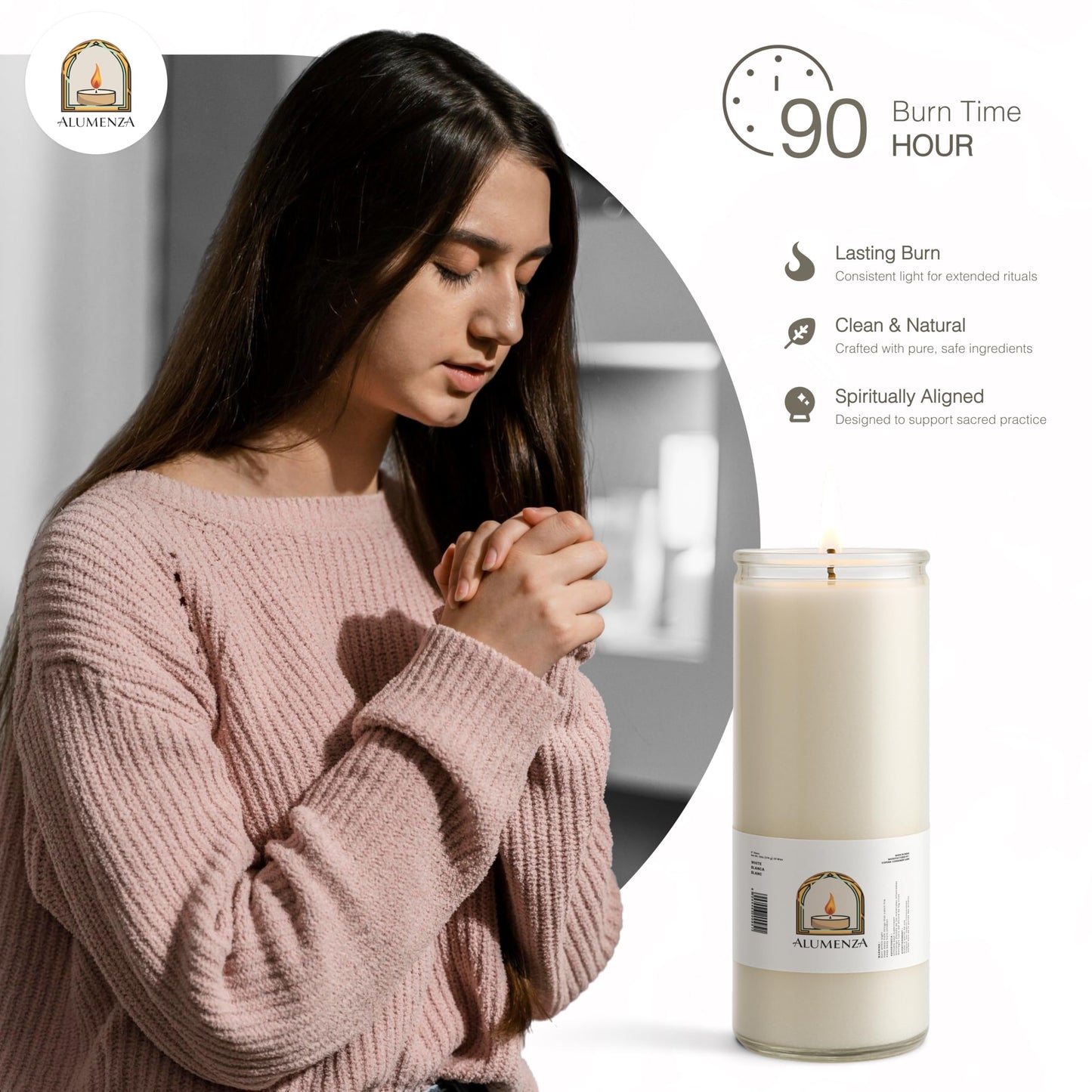 Alumenza 3 Pack Santa Muerte Candle in Glass Jar 90 Hours– Paraffin Wax, Clean Burning Unscented | Large & Tall Devotional Prayer Pillar Candles for Home, Memorial, Rituals
