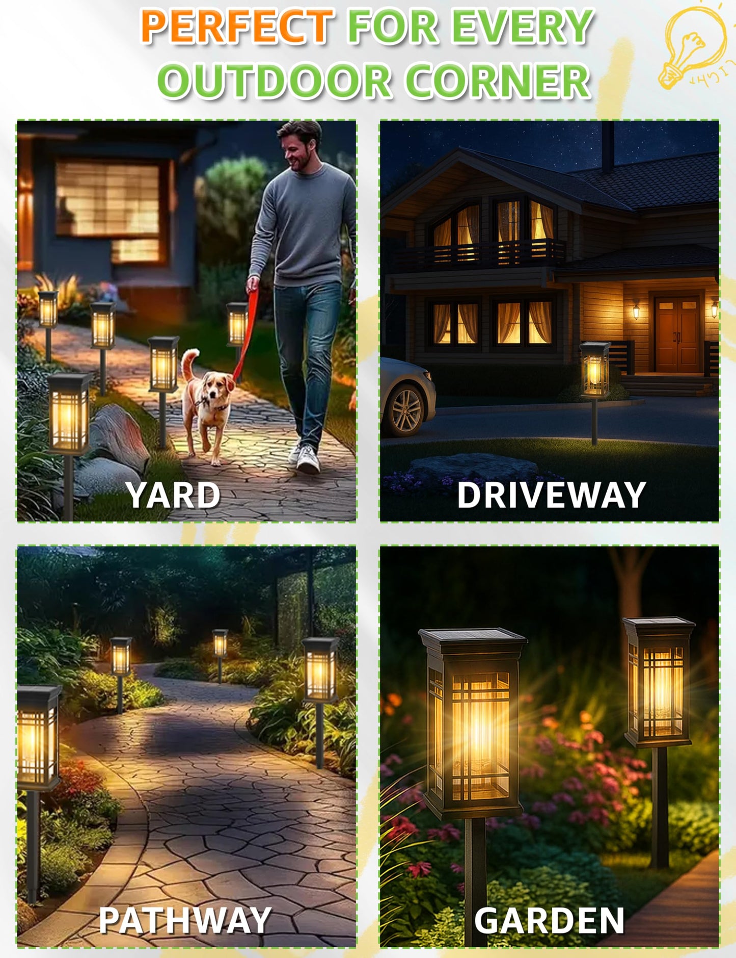 ALLIVING 8 Pack Solar Lights Outdoor Waterproof, Bright Solar Pathway Lights with Auto On/Off, Weatherproof Garden Landscape Lighting for Yard Patio Walkway Lawn Decor