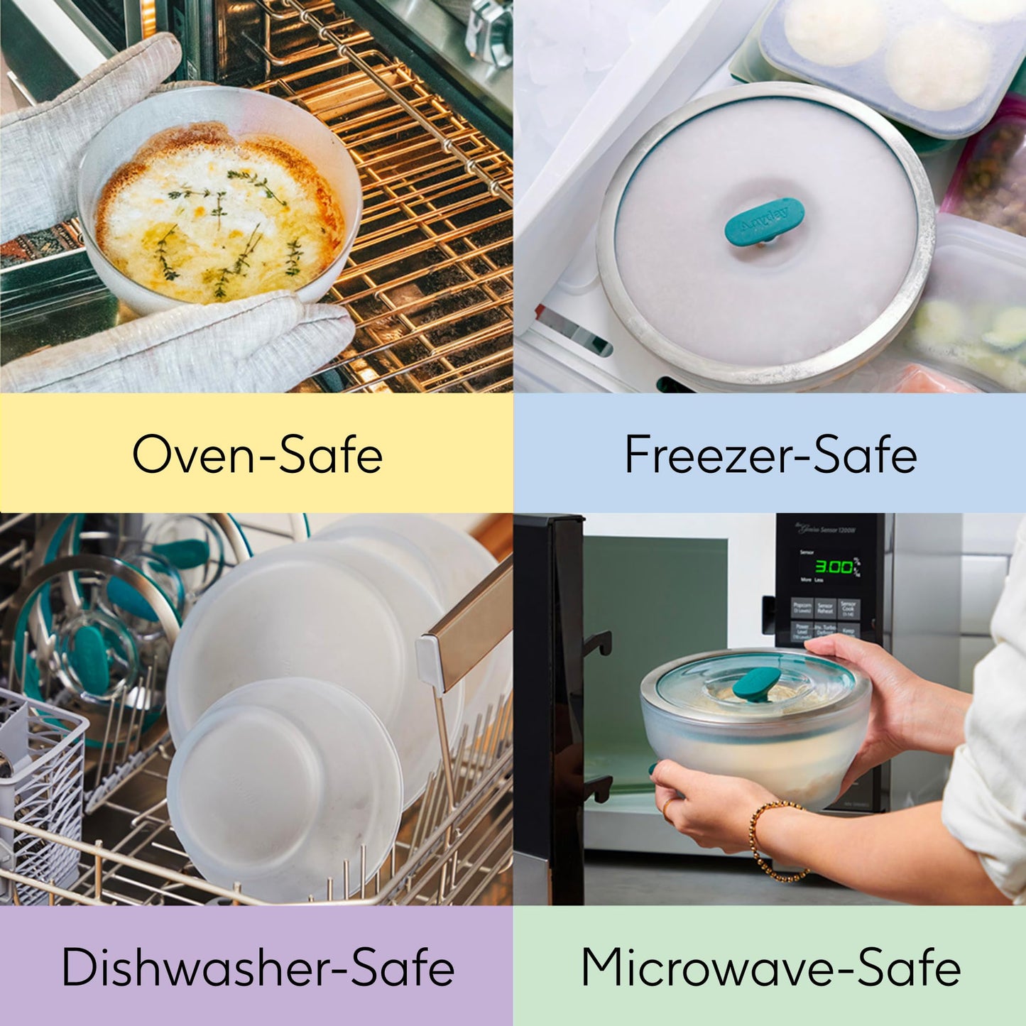 Anyday 8-Pc Microwave Cookware & Glass Food Storage Set with Glass Lids | Plastic-Free Containers | Stackable Airtight Steamer with Vented Lid for Microwave-Safe Reheating & Steaming Vegetables, Rice