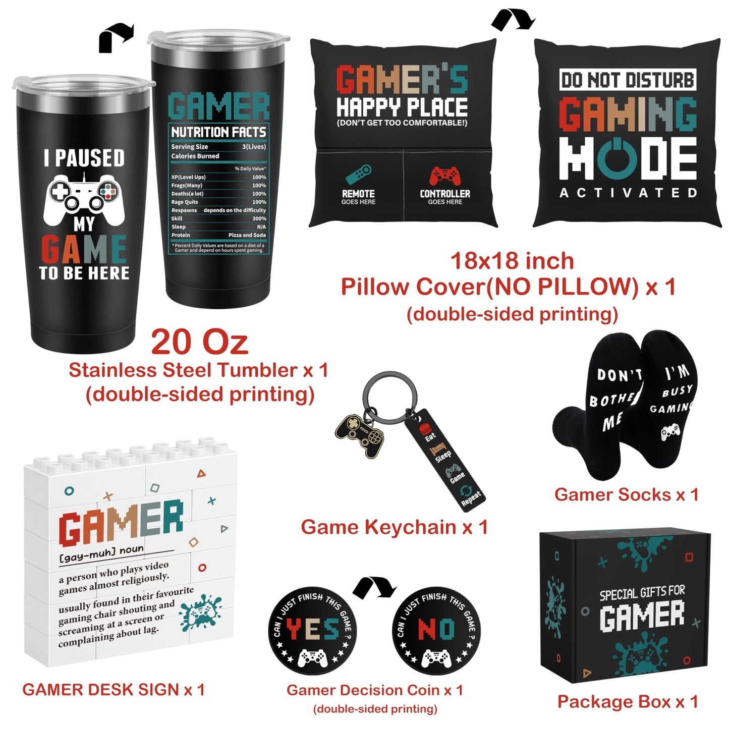 Gamer Gifts for Men Boyfriend Dad Brother Fathers Day, 2026 Graduation Gift for Son, Gaming Accessories for Room, Gaming Stuff - Gamer Gift Set Box