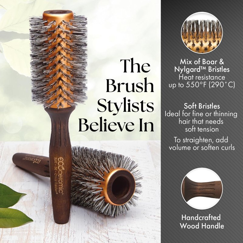 Olivia Garden EcoCeramic Soft Bristle Round Thermal Hair Brush EC-26S (2 1/8")