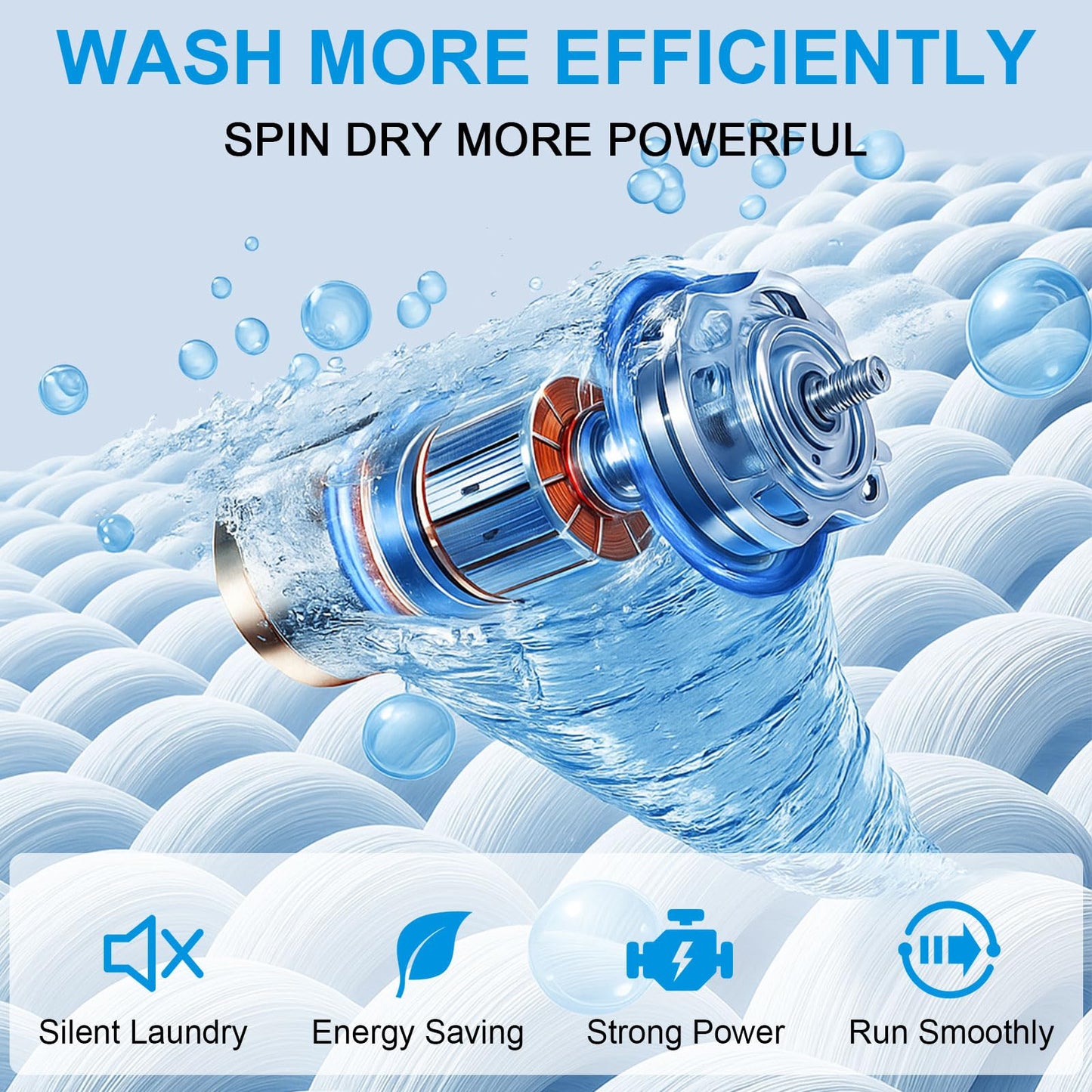 Stopsad 2.2 Cu.Ft Portable Washing Machine, Full-Automatic Electric Laundry Machine with 10 Programs, Compact Clothes Wash and Spin Combo with Stainless Steel Drum, Drain Hose for Apartment, Dorm,Home