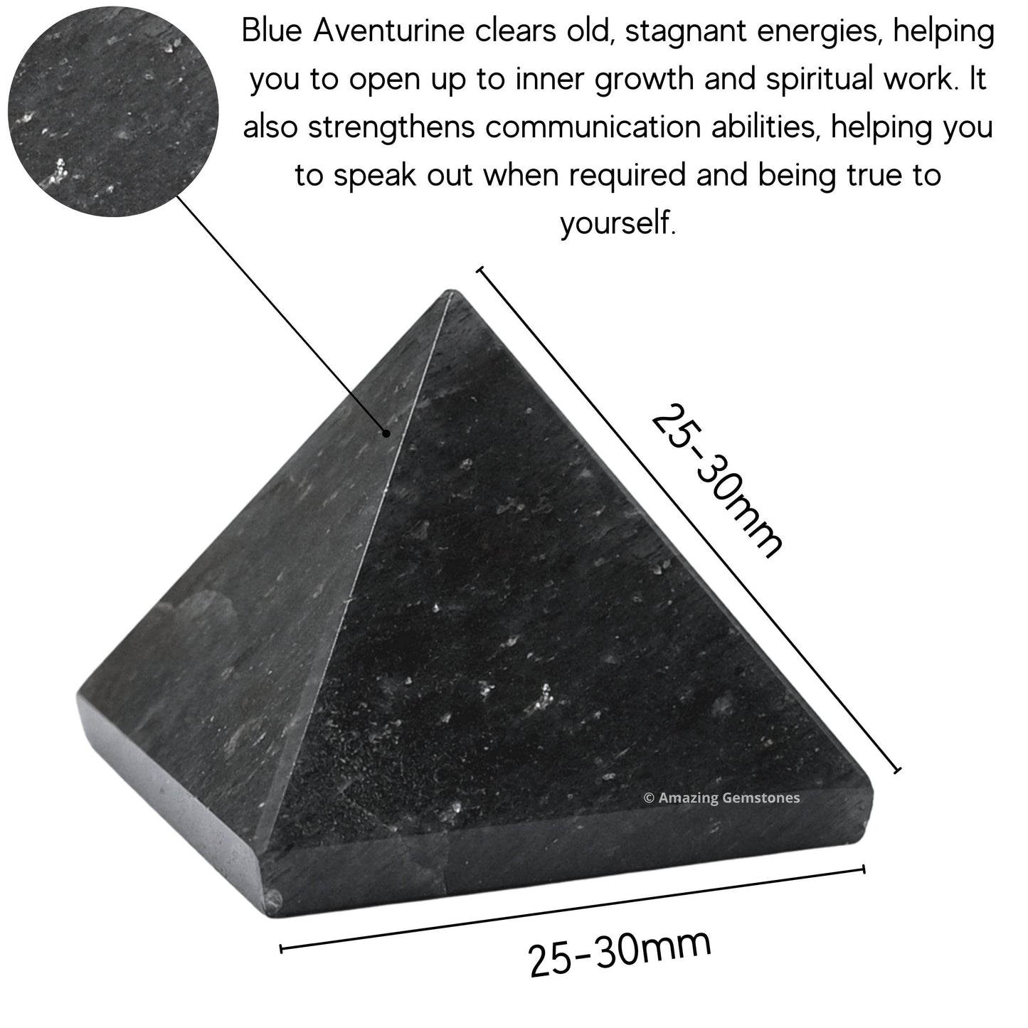 Amazing Gemstone Blue Aventurine Pyramid Crystal Healing Stones - 1" Great Pyramid Figurine of Natural Stone Pyramid for Meditation, Reiki, Chakra Balancing and Crystal Pyramids Grid