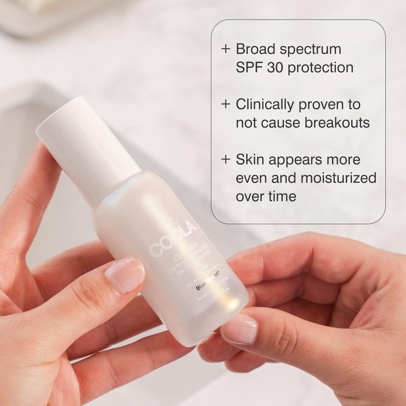 COOLA Clear Skin Oil-Free Moisturizer with SPF 30, Dermatologist Tested Sunscreen with Niacinimide and Centella Asiatica, 1.1 Fl Oz