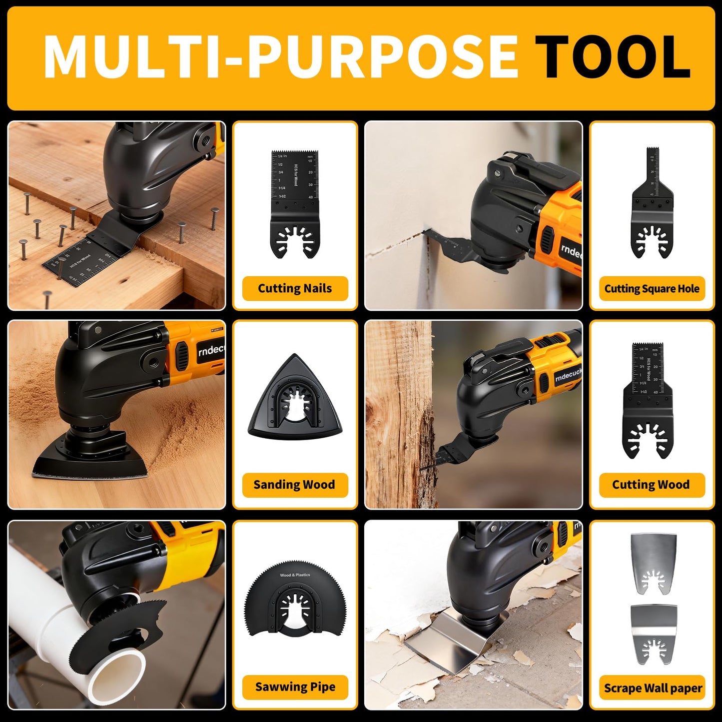 Brushless Oscillating Tool Compatible with DeWalt 20V MAX Batteries(No Battery), 6 Variable Speed Cordless Oscillating Multi-Tool with Accessory Kit for Sanding, Cutting & Scraping