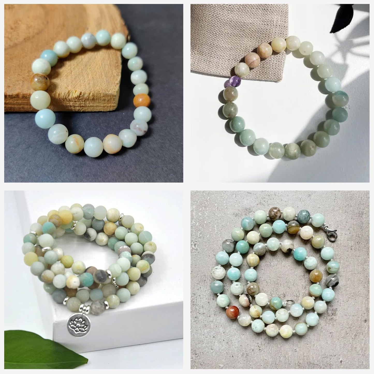 Risyfjew 50PCS 8mm Natural Amazonite Beads Gemstone Round Loose Beads for Jewelry Making Chakra Crystal Stone Beads for Bracelets Necklace Earrings Making Supplies (50pcs/Strand)