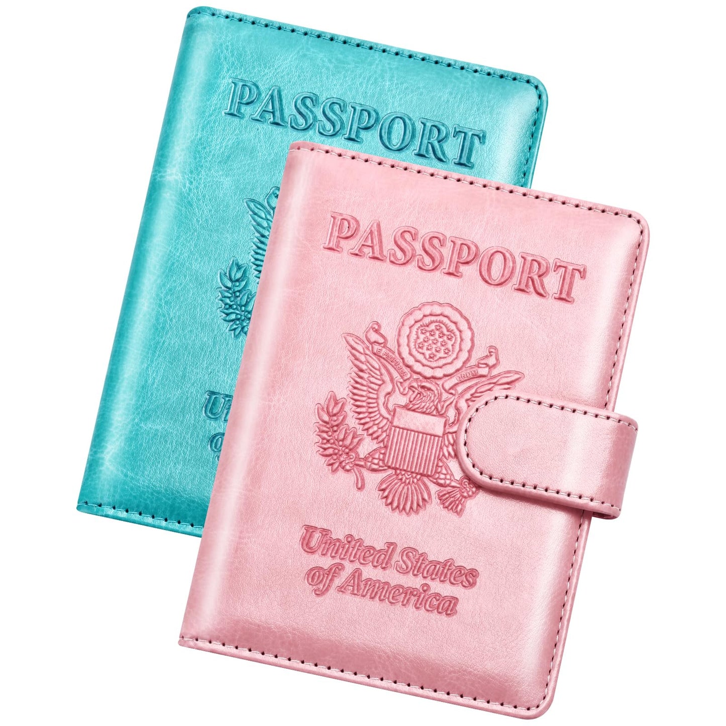 Herain Passport Holder for Travel Cruise Essentials, 2 Pcs Passport Cover Wallet Case Travel Gifts Women Men Family, RFID Passports Book Card Holders Travels Accessories Must Haves