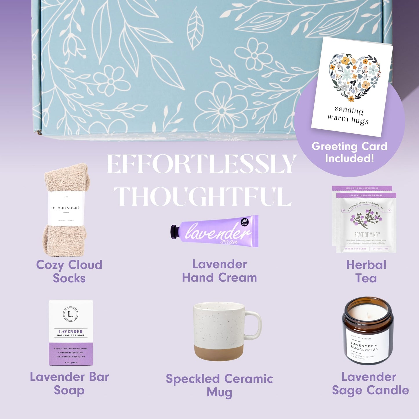 Unboxme Luxury Lavender Spa Gift Set – Relaxation Gift Basket & Care Package for Women with Candle, Bath Bomb, Soap, Cozy Socks, Mug & Tea – Get Well Soon, Sympathy, Birthday Self-Care Gift