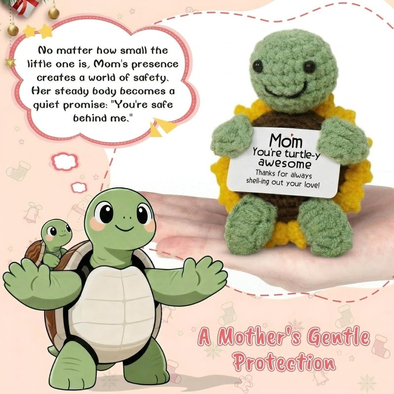 OASSIE Gifts for Mom from Daughter Son - Handmade Positive Crochet Turtle Sunflower - Mothers Day Birthday Gifts for Mom Mother in Law Mama Grandma, Emotional Support Crochet