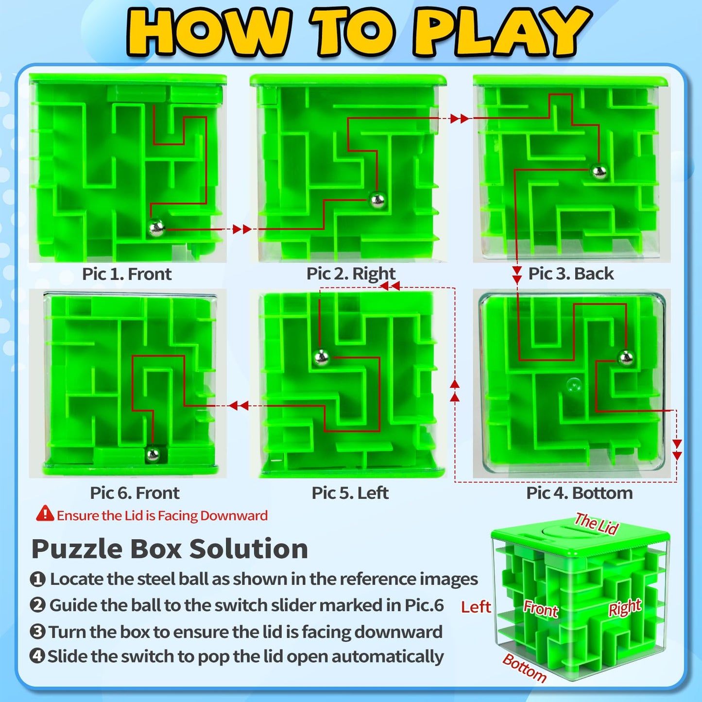6 Pack Money Maze Puzzle Gift Box, 3D Puzzle Boxes Toy for Money Gift - Maze Magic Cube Toy Brain Teasers for Kids Adults Birthday Party Favors Easter Basket Fillers