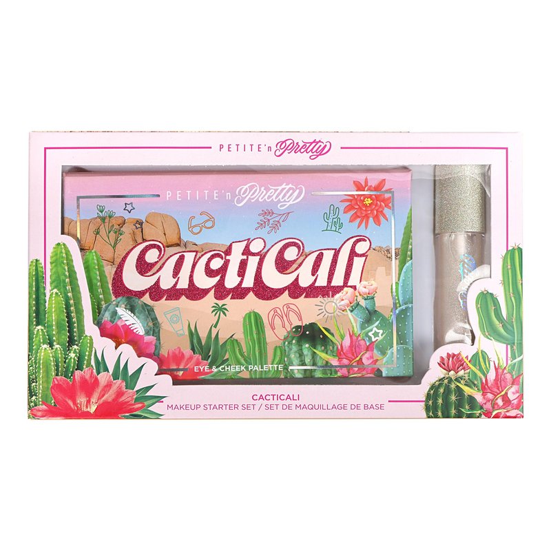 Petite N Pretty Beginner CactiCali Makeup Set for Kids, Teens, & Tweens - Natural Eyeshadow and Cheek Makeup Palette & 10k Shine Lip Gloss (Diamond Heist)