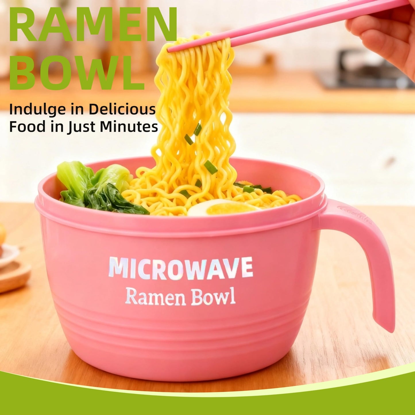 Layron Large Ramen Bowl Set, Ramen Noodle Bowls Microwavable 45 oz, Ramen Cooker, Microwave Pasta Cooker, Ramen Bowl Microwave Gift for College Boys Girls Male Female Dorm Room (pink)