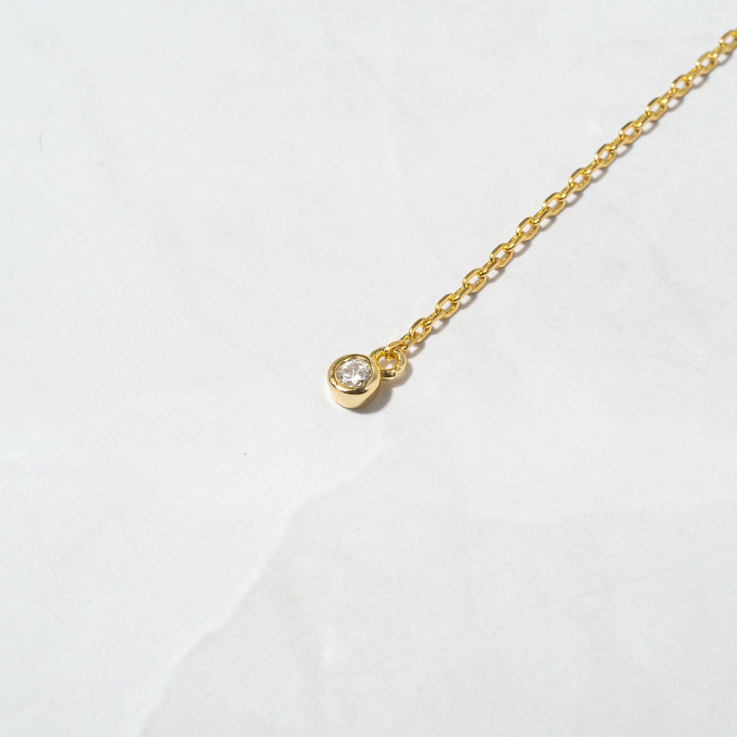Fglqfam Lariat Necklace for Women, Dainty Gold Long Necklaces, 14k Gold/Silver Plated Y-Shaped Drop Chain Necklace, Simple Layered Necklaces, Trendy Jewelry Gifts for Her (Single CZ Y Necklace-Gold)