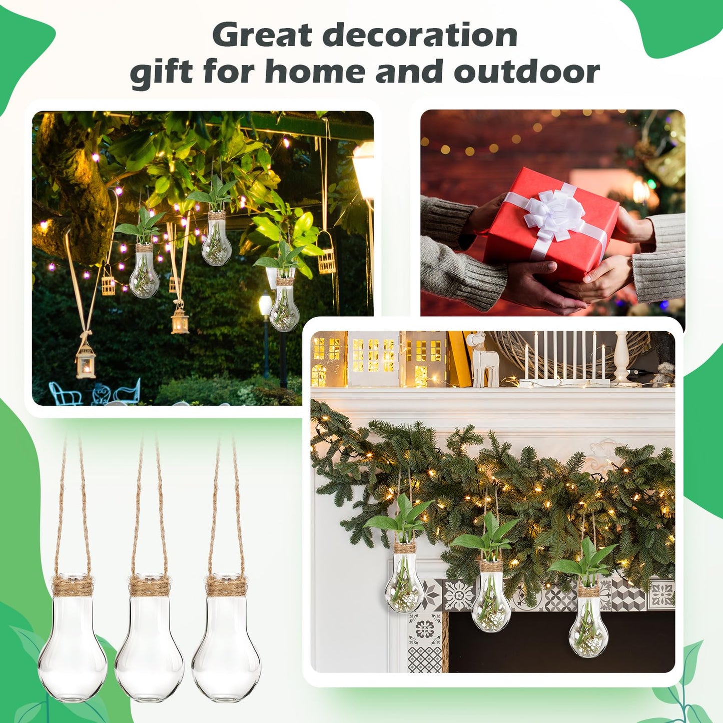 Baderke 24 Pack Hanging Propagation Station 3.9 Inch Plastic Plant Vases with Hooks & Cleaning Brush Clear Window Jars for Plant Clippings, Home Office Decor, Gardening Gifts for Women