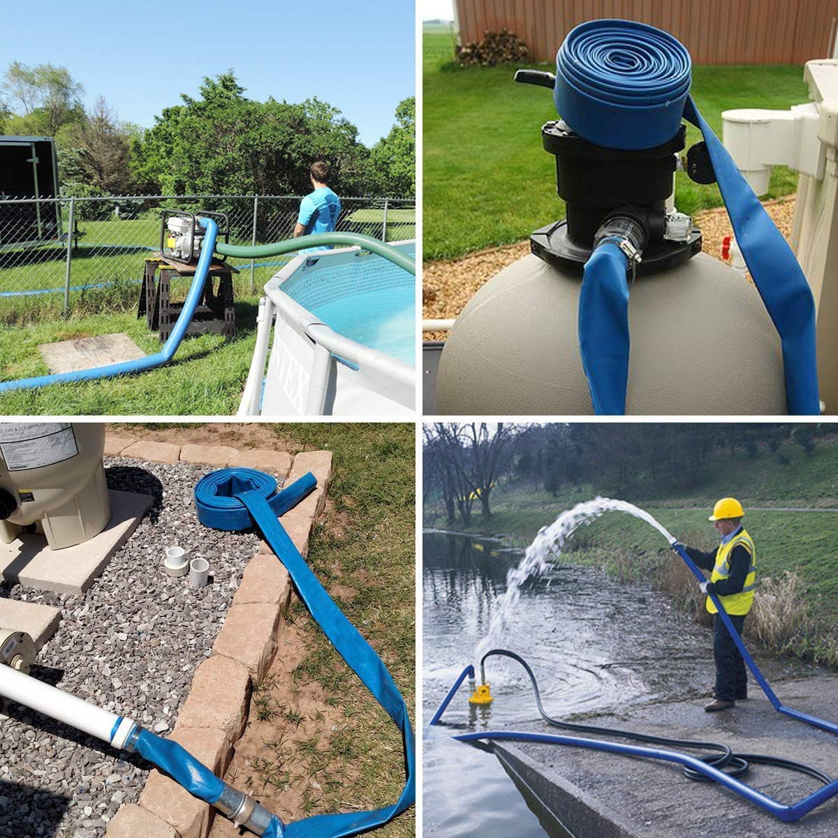 Eastrans 3 inch x 25 FT Pool Backwash Hose,5 inch Width When Pool Hose Lay-Flat, Heavy Duty Discharge Hose, Weather and Burst Resistant, Best Pool Hoses for Inground Pools,Pool Drain Hose