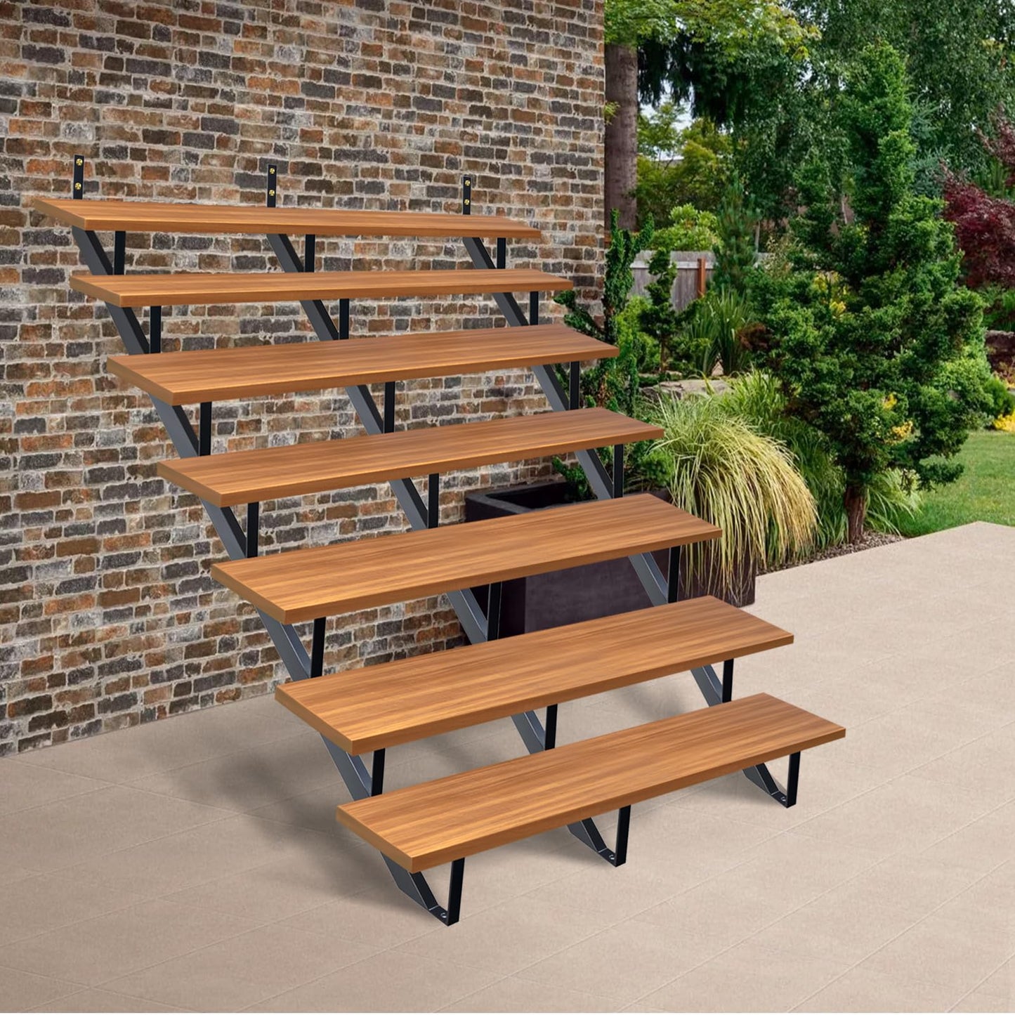 Zwinz Steel Stair Riser 7 Step 3 Pack, Metal Stair Stringers for Deck Height 57 inches, Steel Stair Step Riser for Outside Stairs