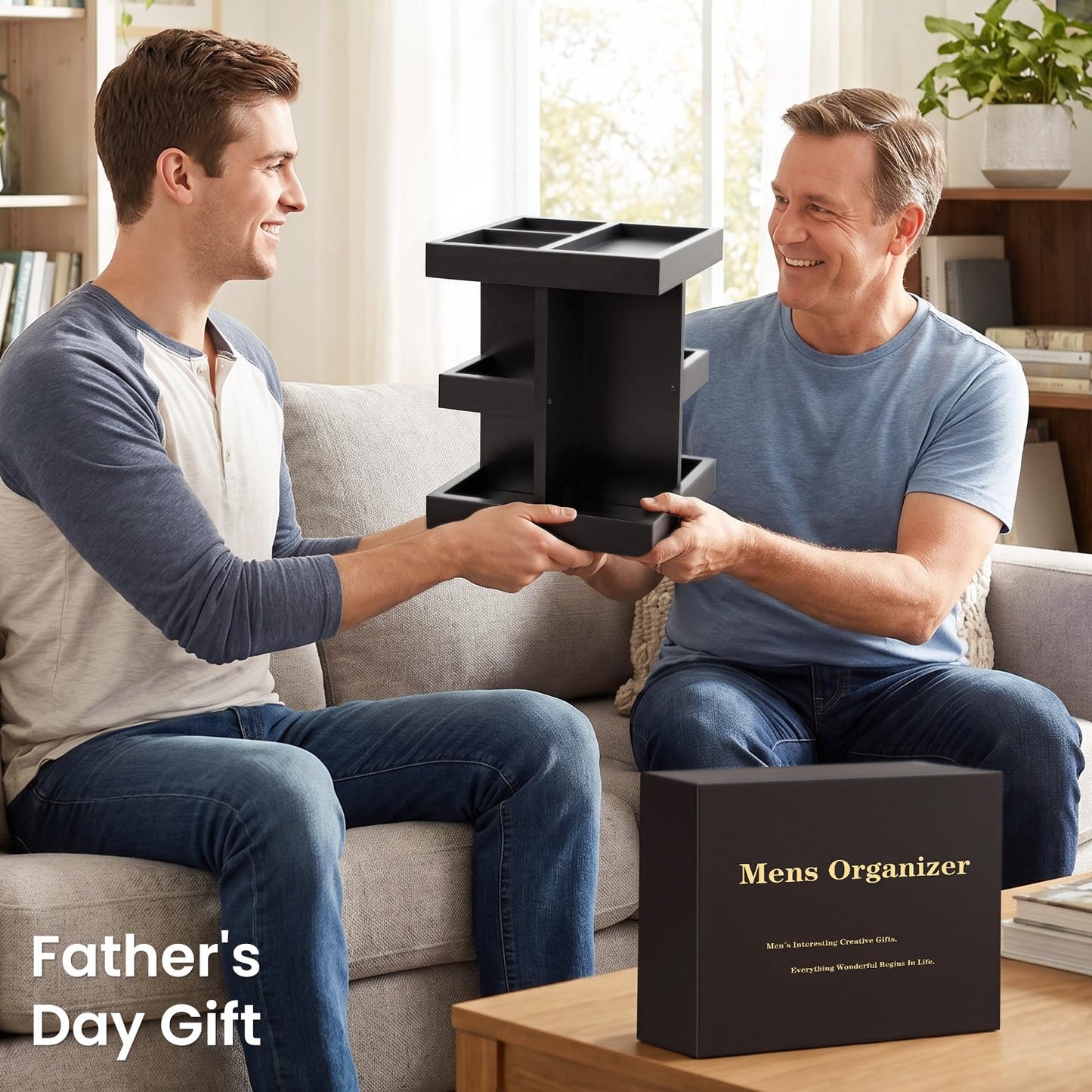 Gift for Men,Mens Organizer,Cologne Stand with Rotate,Mens Accessory Organizers or Valet Tray,Birthday Gift for Dad,Husband,Boyfriend,Anniversary Idea for Him,Watch,Perfume Holder,Fathers Day Gift
