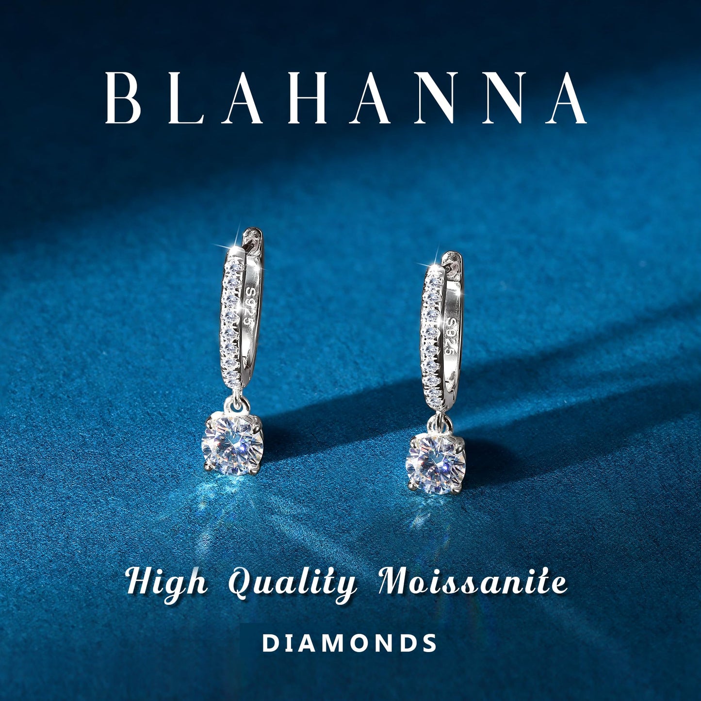 Moissanite Earrings, Sterling Silver Hoop Earring 1.0ct-2.0ct D Color Brilliant Hypoallergenic Earring for Women Men Drop Dangle Moissanite Leverback Mother's Day Gift