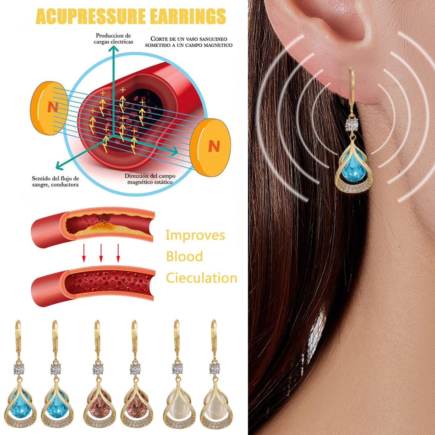 Flysmus Halolux Lymphvity Earrings lovefinity™ lymphvity Atheniz Earrings Dorina Ear Acupressure Detox Earrings for Women Ear Allure Earrings Non Piercing Acupressure Earrings Jewelry Gifts for Teen