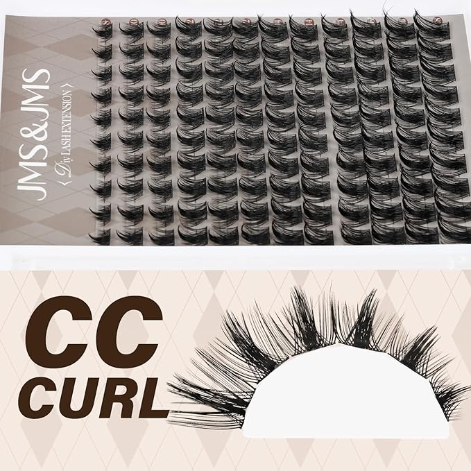 JMS&JMS Lash Clusters Eyelash Clusters 8-18MIX CC Curl Cluster Lashes Soft Wispy Lash Clusters Natural Look DIY Lash Extension At Home(California Sunset-8-18MIX)